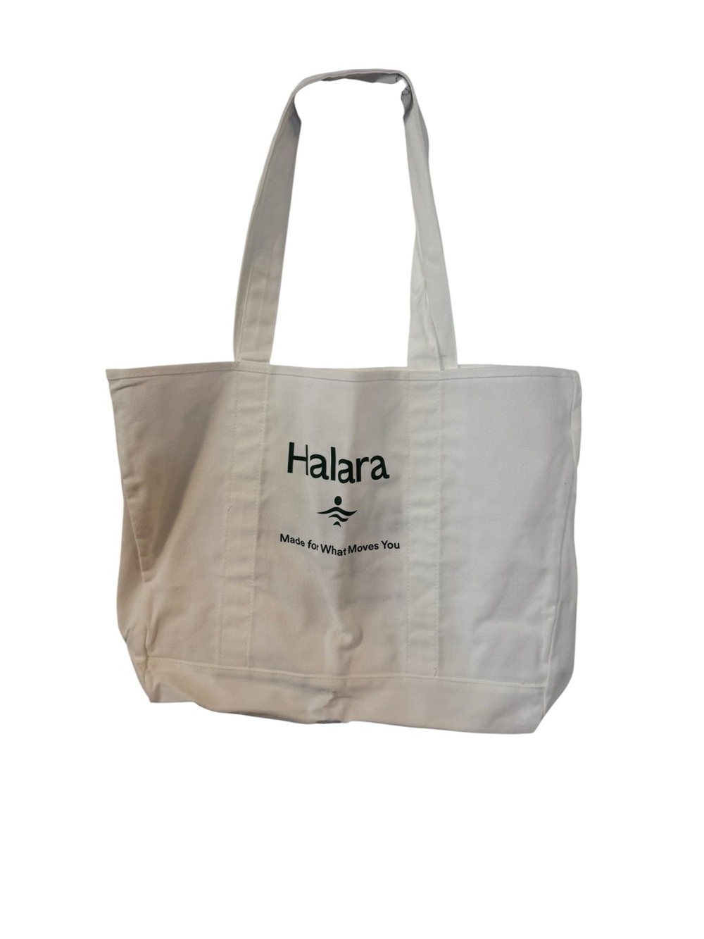 HALARA White Canvas Tote with Black Logo